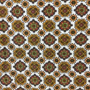 Vintage 70s funky floral medallion cotton fabric - 2 panels